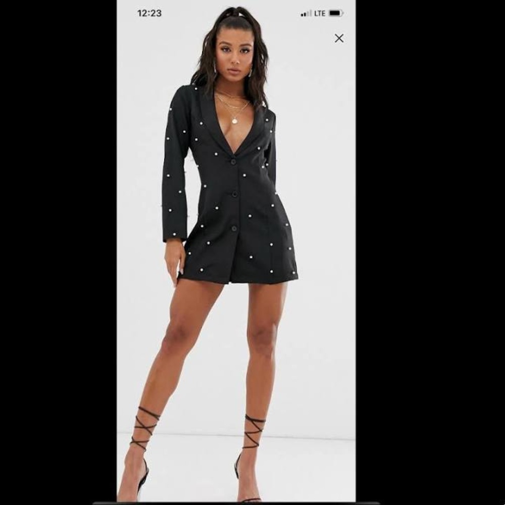ASOS BLAZER DRESS WITH PEARLS